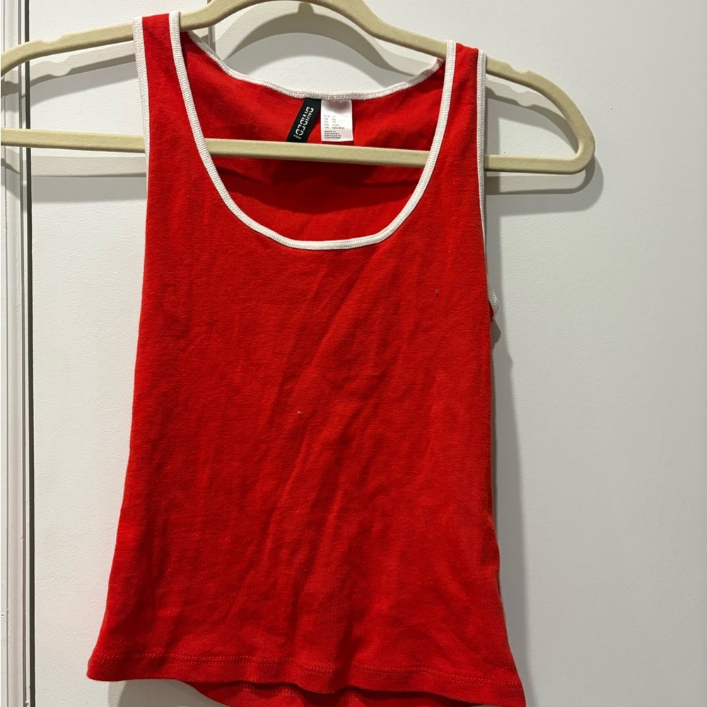 H&M Red Tank Top with White Trim
